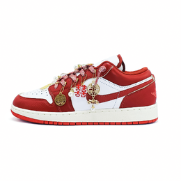 Jordan Баскетбольные кроссовки Air 1 Golden Jubilee Bead, износостойкие, винтажные, низкие, женские, красные, белые fj3465-160（team633-金禧映珠） | red white