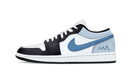 Jordan Баскетбольные кроссовки Air 1 Aurora Slice Support Low Top Vintage унисекс, синие, черные, белые 553558-165(team930-激光切片) | blue black white