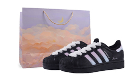 Adidas Низкие износостойкие кроссовки для скейтбординга SUPERSTAR, унисекс, черные gw6931(team41-幻彩蕾丝s-box) | black