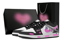 Jordan Баскетбольные кроссовки Air 1 Cherry Blossom, Heart Box, износостойкие, винтажные, унисекс, розовые, черные dc0774-101(team529-甜酷-爱心礼盒) | black white pink