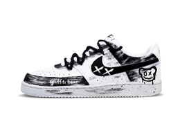 Nike Кроссовки Court Vision 1 Graffiti Bear с низким верхом, устойчивые к истиранию, для скейтбординга, унисекс, черные, белые dh2987-101(team1381-涂鸦熊) | black white