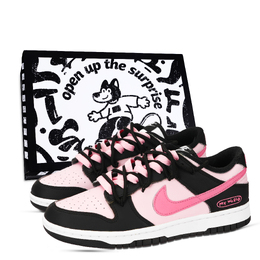 Nike Кроссовки для скейтбординга Dunk Panda, Pink Ink Fantasy Journey, износостойкие, низкие, унисекс, черные, белые, розовые hf5441-100（team971-粉墨幻旅黑鞋盒） | black white pink