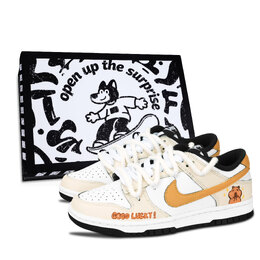 Nike Кроссовки для скейтбординга Dunk Black White, Capybara, устойчивые к истиранию, низкие, унисекс, коричневые dd1391-100（team883-卡皮巴拉黑鞋盒） | brown