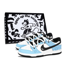 Nike Кроссовки для скейтбординга Dunk Black White, Deep Blue Magic Choice, устойчивые к истиранию, унисекс, сине-белые dd1391-100（team883-幽蓝魔择黑鞋盒） | blue white