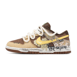Nike Кроссовки для скейтбординга Dunk Heart Graffiti с амортизацией, износостойкие, балансирующие, низкие, унисекс, желто-коричневые hv1794-211(team861-爱心涂鸦) | yellow brown