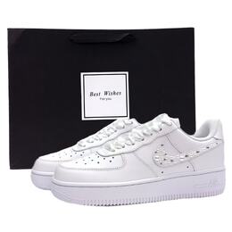 Nike Кроссовки Air Force 1 Sparkling Stars, износостойкие, низкие, для скейтбординга, унисекс, белые dd8959-100(team935-璀璨星辰s-box) | white