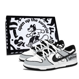 Nike Кроссовки для скейтбординга Dunk унисекс, низкие, белые/серые/черные dd1391-100（team883-灰电狂影黑鞋盒） | gray black
