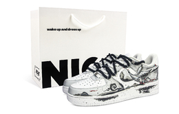 Nike Кроссовки Air Force 1 Low для скейтбординга, унисекс, серо-белые cw2288-111（team1110-鹤舞山河s-box） | gray white shopping bag