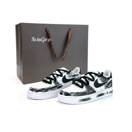 Nike Кроссовки Air Force 1 Ink Dyed First Snow с амортизацией, износостойкие, низкие, для скейтбординга, унисекс, черные, белые cw2288-111(team801-墨染初雪s-box) | white