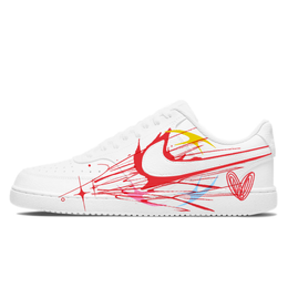 Nike Кроссовки Court Vision 1 Romantic Red String, износостойкие, низкие, для скейтбординга, унисекс, белые cd5463-101(team10- 浪漫红线) | white