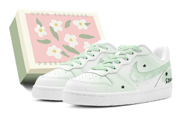 Nike Кроссовки Court Borough Couple's, мятного цвета, Starry Sky, освежающие, низкие, женские, светло-зеленые bq5448-100(teams1-星釉绿光s-box) | light green
