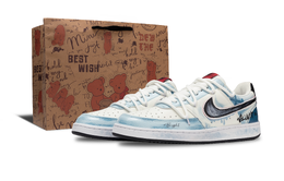Nike Court Vision 1. Мгновенно привлекающие внимание кроссовки для скейтбординга с низким верхом, устойчивые к истиранию. Унисекс, сине-белые dm1187-101（team1235-涂鸦艺术sbox） | blue white