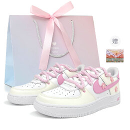 Nike Кроссовки Air Force 1 Sweet Berry Floral, сумка-шоппер, низкие, унисекс, розовые dd8959-100（team1267-甜莓小花box） | pink (giveaway)