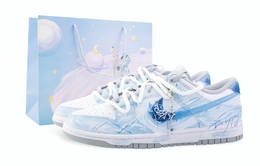 Nike Кроссовки для скейтбординга Dunk Drippy Frosted Rose, износостойкие, низкие, унисекс, сине-белые hf5441-105(team889-冰封蔷薇) | blue (special shopping bag)
