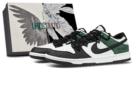 Nike Кроссовки для скейтбординга Dunk Dark Green Intertwined с амортизацией, ударопрочностью и низким верхом, унисекс, Jasper dd1391-100（team845绿影潮踪-box） | jasper