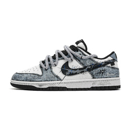 Nike Кроссовки для скейтбординга Dunk, устойчивые к истиранию, низкие, унисекс, черные dd1391-100（team-1392蓝霜荆棘） | black