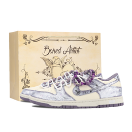 Nike Кроссовки для скейтбординга Dunk Moonlit River с фиолетовыми кристаллами, устойчивые к истиранию, унисекс, белые, фиолетовые, серые fz4349-100（team445-九紫离火） | light purple (special shopping bag)