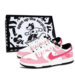Nike Кроссовки для скейтбординга Dunk Black White, Pink Heart Spin, устойчивые к истиранию, унисекс, розовые dd1391-100（team883-粉心星旋黑鞋盒） | pink