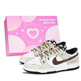Nike Кроссовки Dunk Black White, American Reporting Pink Shoe Box, износостойкие, низкие, для скейтбординга, унисекс, бежевые dd1391-100（team883-美式播报粉鞋盒） | beige