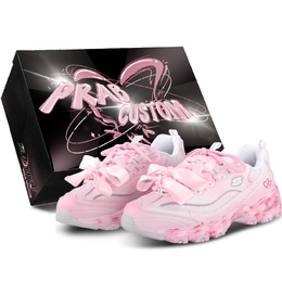 Skechers Женские кроссовки D'LITES 1.0 с износостойкой подошвой и массивным верхом, розового цвета 11959-wht（team375-女款落跑甜心sbox) | pink box