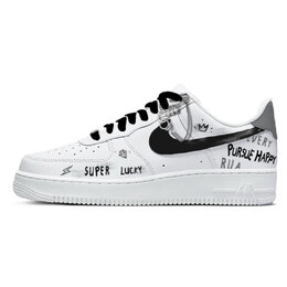 Nike Кроссовки Air Force 1 Street Code с низким верхом, устойчивые к истиранию, для скейтбординга, унисекс, простые, белые cw2288-001（team1267-街头暗号） | simple white