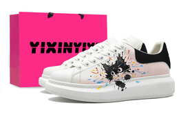 Alexander McQueen Большие кроссовки Little Lazy Cat, художественные брызги, низкие кроссовки для скейтбординга, унисекс, розовые, белые, черные 553770whgp79061(team16-小懒猫ld) | pink white black