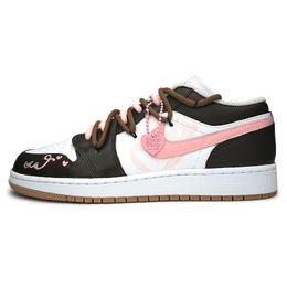 Jordan Баскетбольные кроссовки Air 1 Chocolates Sweetheart, износостойкие, винтажные, низкие, унисекс, розовые, коричневые 553558-146（team865-巧克力甜心） | pink brown