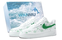 Nike Низкие кроссовки для скейтбординга Air Force 1 Jade Porcelain, устойчивые к истиранию, унисекс, белые, зеленые cw2288-111（team686-碧瓷生花） | white green (blue box)