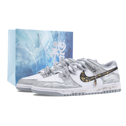 Nike Кроссовки для скейтбординга Dunk Gray Dusk Gold, износостойкие, серо-золотые, унисекс hf5441-105（team836-灰暮熔金） | gray gold (special shopping bag)