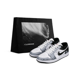 Jordan Баскетбольные кроссовки Air 1 Low Top Vintage Unisex Black White Gray dc0774-101(team577-素兰s-box) | black white gray