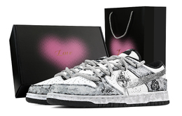 Nike Кроссовки для скейтбординга Dunk Silver Bloom, Heart Box, износостойкие, серо-белые, унисекс dd1391-100(team773-银绽-爱心礼盒) | gray white