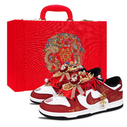 Nike Кроссовки для скейтбординга Dunk Black White, Long Xiangshi, износостойкие, низкие, унисекс, красные dd1391-100（team971-长相思婚鞋3） | red