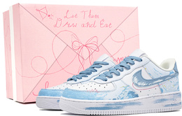 Nike Кроссовки Air Force 1 Cloud Galaxy, Footprint Innovation, износостойкие, низкие, для скейтбординга, унисекс, небесно-голубые cw2288-111(team726-云上星河1-sbox) | sky blue