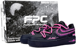 Nike Кроссовки Air Force 1 Black Warrior, Cyber, Footprint Creation Cushioning Low Top для скейтбординга, унисекс, черно-розовые cw2288-001（team726-赛博2-sbox） | black pink