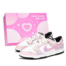 Nike Кроссовки для скейтбординга Dunk Black White, Cute Paw Seal, устойчивые к истиранию, унисекс, розовые dd1391-100（team883-萌爪印记粉鞋盒） | pink