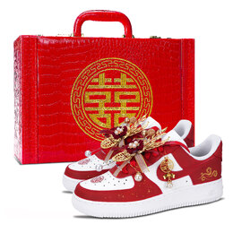 Nike Кроссовки Air Force 1 Heaven's Perfect Match для скейтборда, износостойкие, низкие, унисекс, красные dd8959-100（team971-天赐良缘婚鞋2） | red