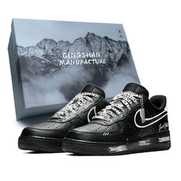 Nike Кроссовки Air Force 1 Black Warrior, White Space, Box, устойчивые к истиранию, низкие, для скейтбординга, унисекс, черные cw2288-001（team1267-留白-box1） | black