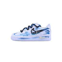 Nike Кроссовки Air Force 1 Singularity, 12 Constellation, Pisces, износостойкие, низкие, для скейтбординга, унисекс, белые, синие cw2288-111（team784-男女 双鱼座） | white blue