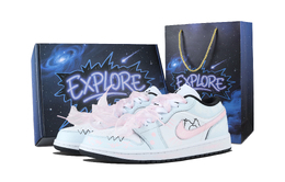 Jordan Баскетбольные кроссовки Air 1 Soothing Blue Snow Queen, винтажные, унисекс, розово-синие dc0774-101（team1171-沁蓝雪姬-礼盒） | pink blue