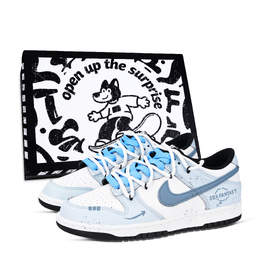 Nike Кроссовки для скейтбординга Dunk Ocean Fantasy, устойчивые к истиранию, низкие, унисекс, сине-белые dd1391-100（team883-海洋幻想黑鞋盒） | blue white