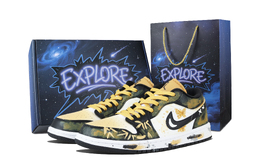 Баскетбольные кроссовки Air 1 Ink Wings Low Top Vintage унисекс, черные, желтые Jordan, Yellow Black dc0774-101（team1171-墨翅-礼盒） | yellow black