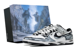Nike Низкие износостойкие кроссовки для скейтбординга Dunk унисекс, черные, белые, серые dd1391-100（team260-夜色逃亡-box） | black white gray-box