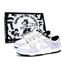Nike Кроссовки для скейтбординга Dunk Black White, Soft Purple Dream, устойчивые к истиранию, нескользящие, унисекс dd1391-100（team883-柔紫逸梦黑鞋盒） | purple