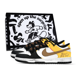 Nike Кроссовки для скейтбординга Dunk Never Give Up On Black Shoe Box, устойчивые к истиранию, низкие, унисекс, желтые, белые, черные hf5441-100（team971-从不放弃黑鞋盒） | yellow white black