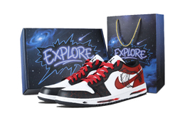 Jordan Баскетбольные кроссовки Air 1 Flame Feather Low Top Vintage унисекс, красные, черные dc0774-101（team1171-焰羽-礼盒） | red