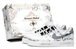 Nike Кроссовки Air Force 1 Night Crane Patrol с низким верхом, устойчивые к истиранию, для скейтбординга, унисекс, белые, серые cw2288-111(team201-男女款夜鹤巡box) | white gray