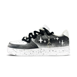 Nike Кроссовки для скейтбординга Air Force 1 Night Starry Sky, износостойкие, низкие, женские, черно-белые dd8959-100(team332-漫夜星空) | black white