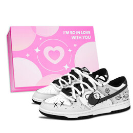 Nike Кроссовки для скейтбординга Dunk Black White, Dark Mystery Tales, устойчивые к истиранию, серо-черные, унисекс dd1391-100（team883-暗黑奇谭粉鞋盒） | gray black