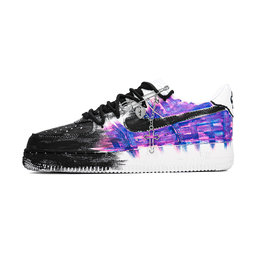 Nike Кроссовки Air Force 1 Neon City AF1 Cushioning Low Top для скейтбординга унисекс, белые, фиолетовые, черные cw2288-111（team1337-霓虹城市af1） | white purple black