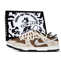 Nike Кроссовки для скейтбординга Dunk Unlock The Treasure с противоскользящим покрытием, устойчивые к истиранию, низкие, унисекс, желтые, коричневые, серые hf5441-100（team971-开启宝藏鞋盒） | yellow brown gray